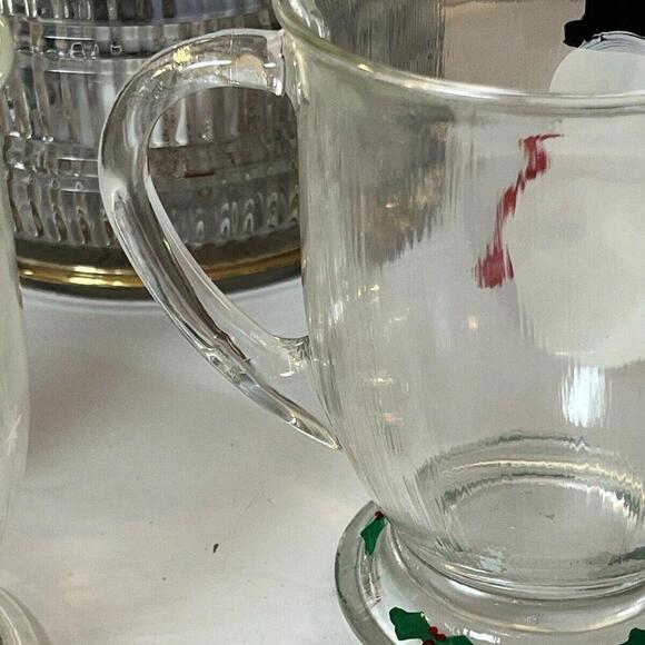 Gibson Christmas Santa Cookie Plate & Anchor Hocking Snowmen Cups Hostess Set - Picture 9 of 9